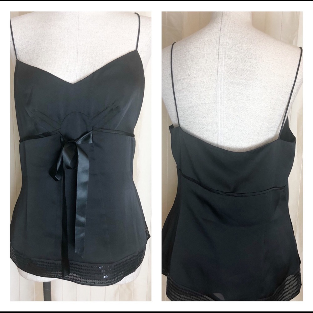 LOFT sheer black cocktail camisole. Size Large